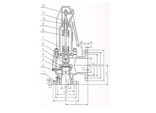 A44H-Y带扳手石油安全阀,压力材质:PN16C/25/40/64/100,介质:水、油品、气、蒸汽
