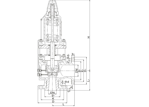 A型法兰炼化安全阀,压力材质:PN16C/25/40,介质:水、油品、气、蒸汽