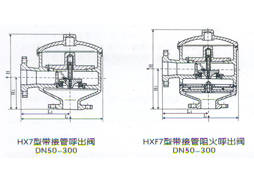HX1法兰呼吸阀,压力材质:呼出压力：B、+980Pa C、+175Pa D、+4KPa E、+18KPa、吸入压力：B、-295Pa C、-295Pa D、-0.5KPa,介质:汽油、煤油、柴油、芳烃、硫、空气