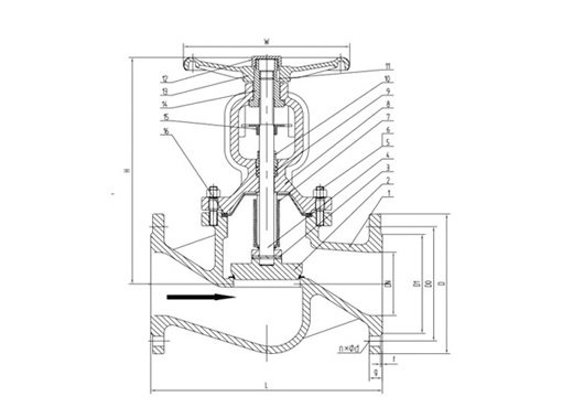 WJ41H-WJ41W波纹管截止阀,压力材质:PN16～PN40适用于工作压力 1.6～4.0MPa,介质:水、蒸气、油品等