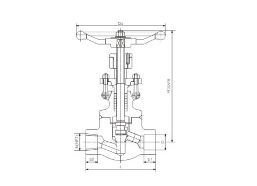 J11Y-J61Y锻钢承插焊截止阀,压力材质:ANSI Class 150LB～2500LB,介质:水、蒸气、油品等