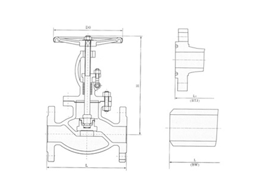 J41H-W美标截止阀,压力材质:ANSI Class 150LB～2500LB,介质:水、蒸气、油品等