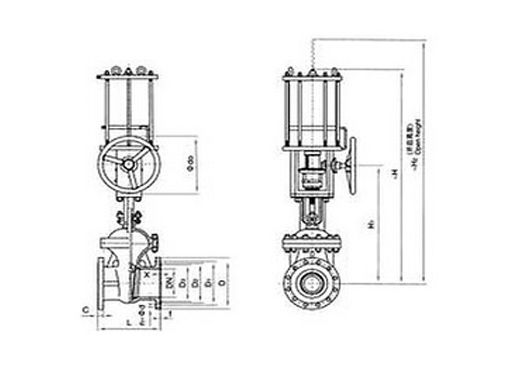 J641H气动配手动截止阀,压力材质:PN 1.6~6.4 Mpa,介质:水、蒸气、油品等
