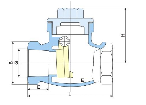 H14W内螺纹全铜止回阀,压力材质:PN1.6Mpa/T,介质:水、油品、蒸汽、酸性介质